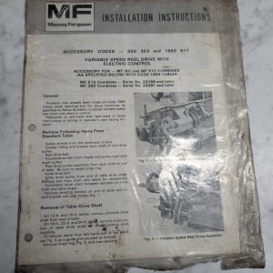 Massey Ferguson 300 510 Installation Instructions Variable Speed Reel Drives