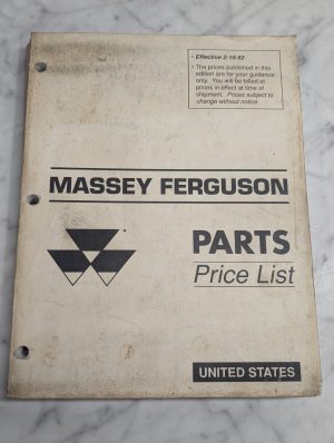 Massey Ferguson Mf Parts Price List Manual Sales Catalog Reference Book 1992