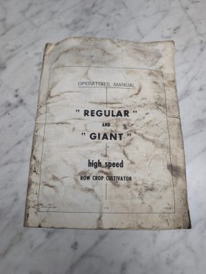 Regular Giant High Speed Row Crop Cultivator 1255.02 Operators Owners Manual