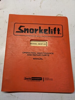 Snorkel Operation Maintenance Manual Repair Parts Platfor List M Mhp-33 1993