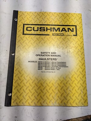 Cushman Safety Operation Manual Haulster 898704 898706 898718 898720 2001 Lp