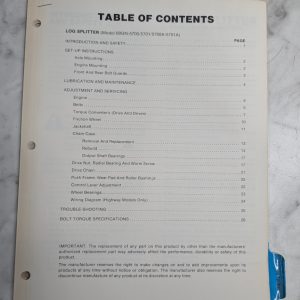 Ford Repair Service Manual Log Splitter Model 09Gn 5700 5701 A 1984