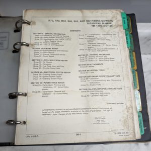 John Deere R70 R72 R92 S82 S92 Riding Mowers Tm-1290 Technical Manual Service