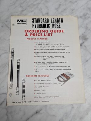 Massey Ferguson Mf Standard Length Hydraulic Hose Ordering Guide Price List Book