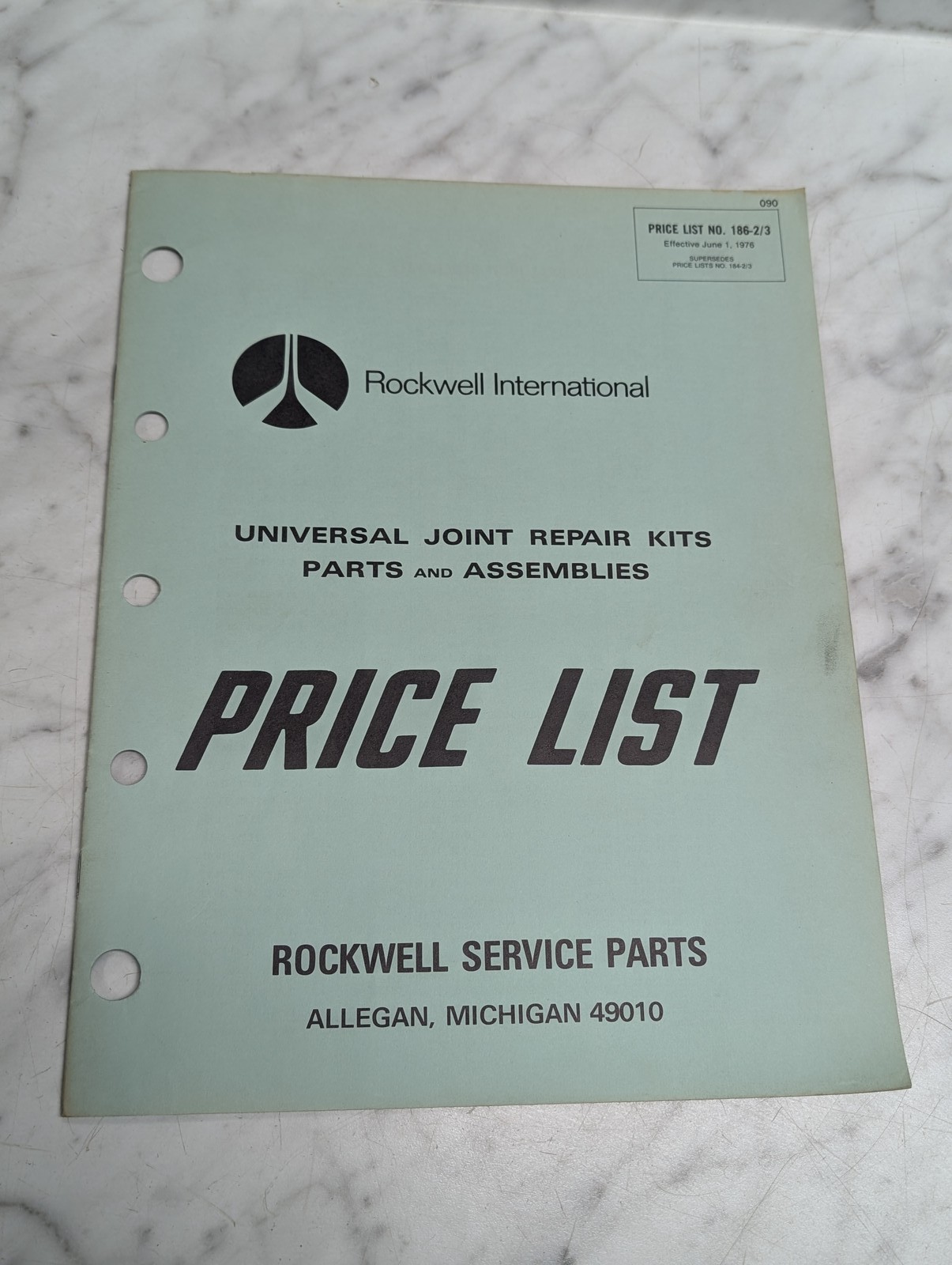 Rockwell International Universal Joint Kits Parts Assemblies Price List 1976