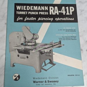 Wiedemann Ra-41P Turret Punch Press Bulletin 241-A Division