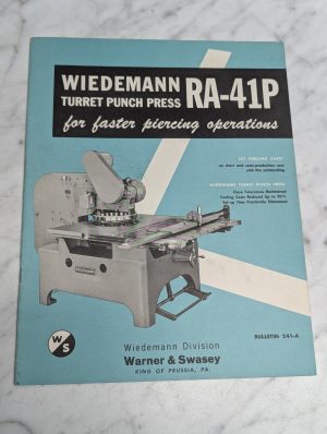 Wiedemann Ra-41P Turret Punch Press Bulletin 241-A Division