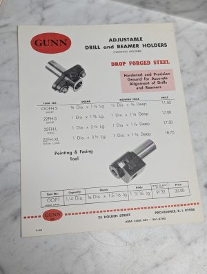 Gunn Adjustable Drill And Reamer Holders Floating Sales Literature Brochure