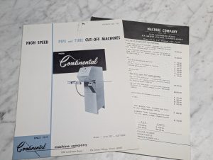 Continental Catalog 769 High Speed Pipe And Tube Cut Off Machines Sales Brochure