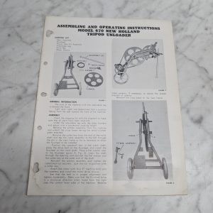 New Holland Nh Model 670 Tripod Unloader Assembling Operating Instructions