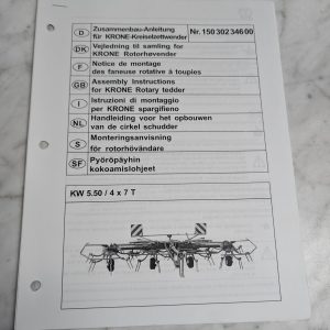 Krone Kw 5.50 / 4 X 7 T Nr 150 302 346 00 Assembly Instructions Rotary Tedder