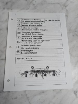 Krone Kw 5.50 / 4 X 7 T Nr 150 302 346 00 Assembly Instructions Rotary Tedder