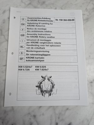 Krone Kw 5 52 4X7 6 72 02 7 82 Nr 150 304 456 00 Assembly Instructions
