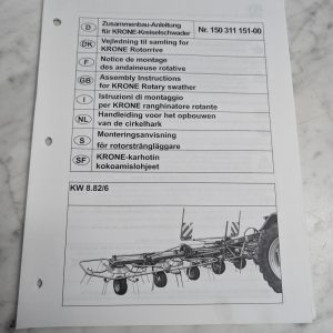 Krone Kw 8 82 6 Nr 150 311 151 00 Assembly Instructions Rotary Swather