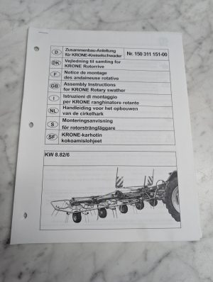 Krone Kw 8 82 6 Nr 150 311 151 00 Assembly Instructions Rotary Swather