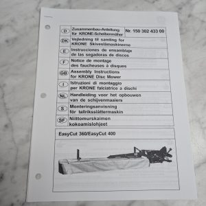 Krone Easycut 360 400 Nr 150 302 433 00 Assembly Instructions Disc Mower