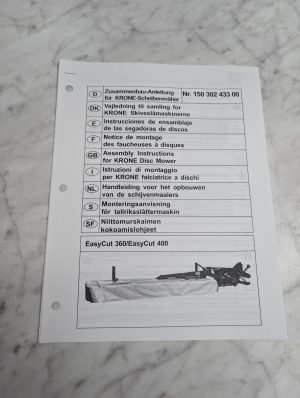 Krone Easycut 360 400 Nr 150 302 433 00 Assembly Instructions Disc Mower