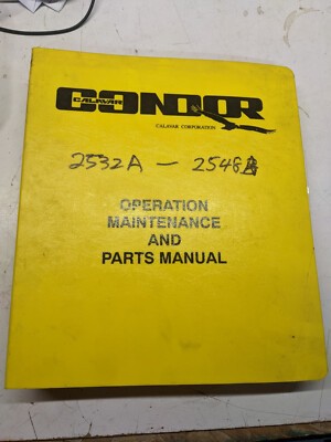Calavar Condor 2532A 2548A Operation Maintenance Parts Manual List Service 1993