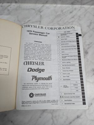 Chrysler 1976 Dodge Plymouth Service Manual Repair Maintenance Shop
