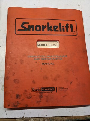 Snorkel Operation Maintenance Manual Repair Parts Platform List Sl-20 1993
