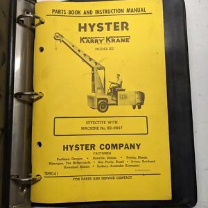 Hyster Parts Book Instruction Manual Truck Crane Model Kd 1955 Karry Krane