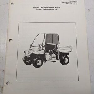 Kawasaki Utility Vehicle Assembly Preparation Manual Kaf450-B1 Mule 1000 1990