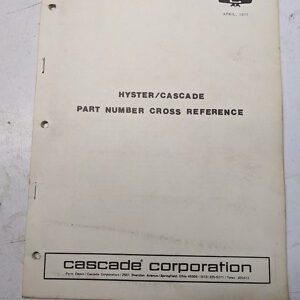 Hyster Cascade Part Number Cross Reference Guide Manual Book List 1977