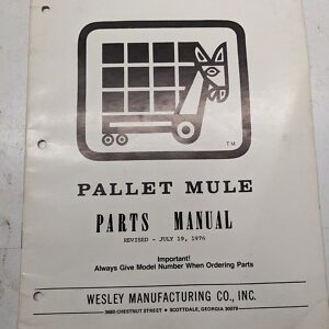 Pallet Mule Wesley Parts Manual List Book 1976 Lift Jack Hand Walk