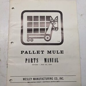 Pallet Mule Wesley Parts Manual List Book 1976 Fork Lift Hand Truck