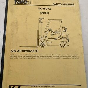 Yale Repair Parts Manual List Book Catalog Fork Lift Truck Gc050Vx A910 2006