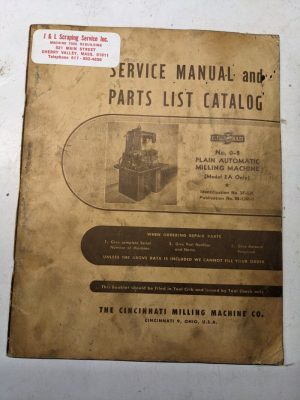 Cincinnati Milling Service Manual Part List Catalog Book #0-8 3F-Lk Ea 1943 Shop