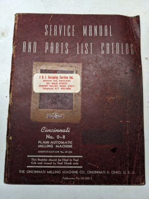 Cincinnati Milling Service Manual Parts List Catalog Book #0-8 3F-Od 1943 Ea