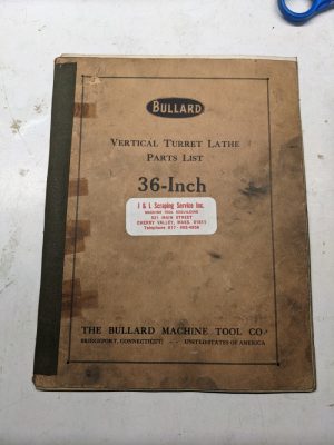 Bullard Lathe Turret Vertical Parts List Book Manual Catalog 36 Inch 1928