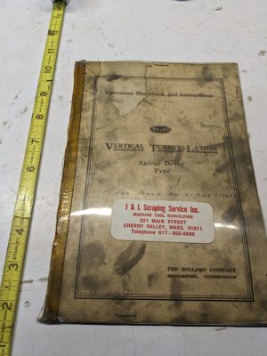 Bullard Lathe Turret Vertical Operator Book Instruction Manual Spiral Drive 1959
