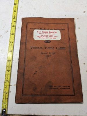 Bullard Lathe Turret Vertical Operator Book Instruction Manual Spiral Drive 1950