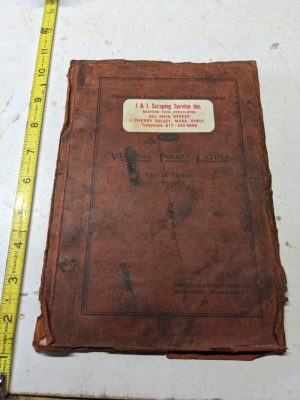 Bullard Lathe Turret Vertical Operator Book Instruction Manual Spiral Drive 1941