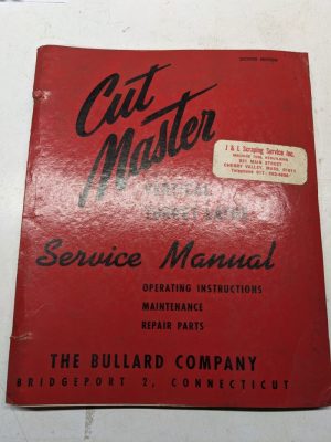 Bullard Cut Master Lathe Service Repair Maintenance Parts List Manual 1950
