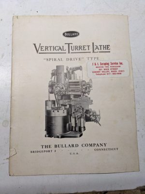 Bullard Turret Lathe Spiral Drive Type Specs Sales Brochure Catalog Vtl 24-54