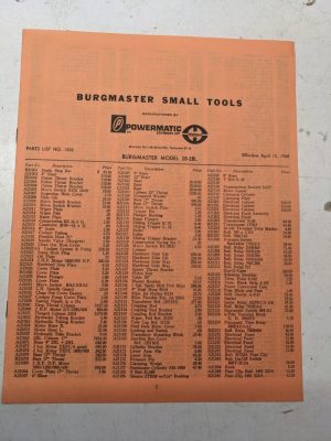 Burgmaster Small Tools Product Price List #1502 1968 Drill Bench Machine