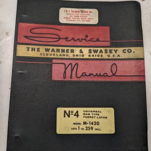Warner & Swasey Service Manual Parts List Book Turret Lathe #4 M-1420 1960