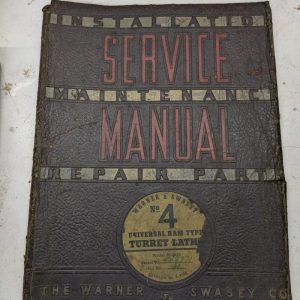 Warner & Swasey Service Manual Parts List Book Turret Lathe #4 M-1420