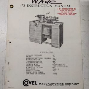 Ovel Mfg Umtc Wade #73 Instruction Manual Parts Diagram List Book Operation