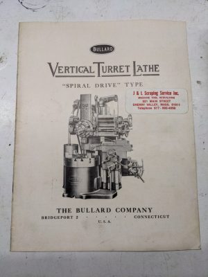 Bullard Turret Lathe Spiral Drive Type Specs Sales Brochure Catalog 24-54