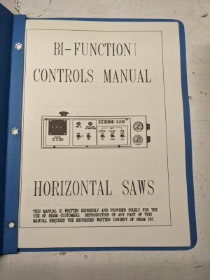 He&M Inc Saw Bi-Function Controls Manual Horizontal Shop Book Operation