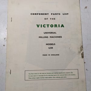 Victoria Universal Milling Machine Component Parts List Book Manual U2R Model