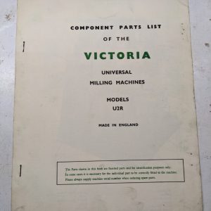 Victoria Universal Milling Machine Catalog Parts List Book Manual U2R Model
