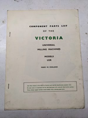 Victoria Universal Milling Machine Catalog Parts List Book Manual U2R Model