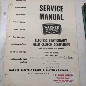 Warner Service Manual Parts List Book Electric Stationary Clutch 160 250 400