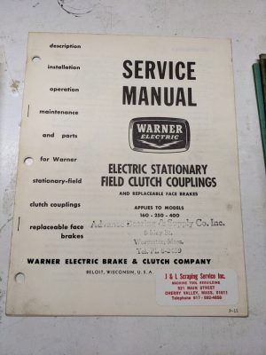 Warner Service Manual Parts List Book Electric Stationary Clutch 160 250 400