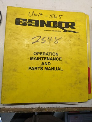 Condor Calavar Operation Maintenance Parts Manual List 2548 Work Platform '92